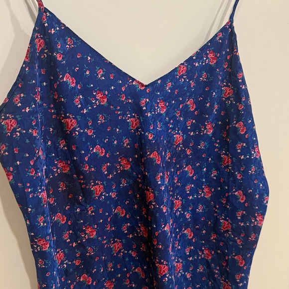 Vintage Blue & Pink Floral Tank Top sz M EUC - Picture 4 of 6